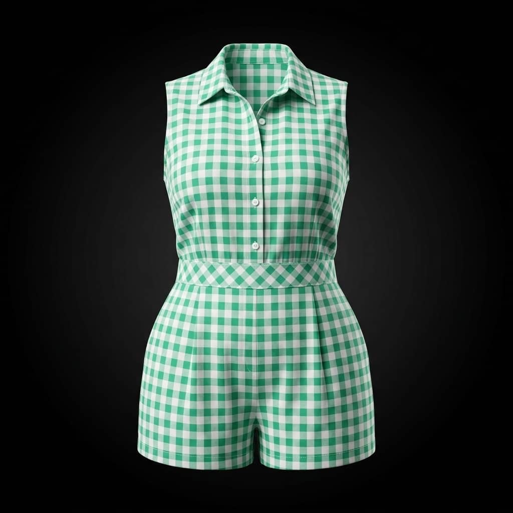Green Checkered Romper